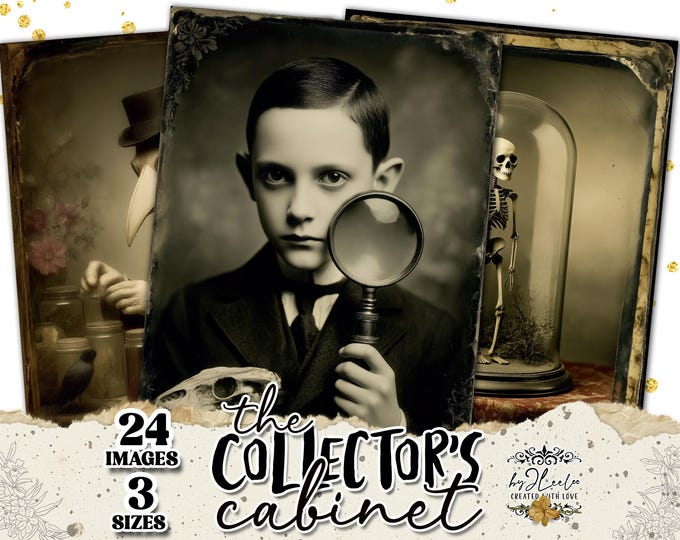 The COLLECTORs CABINET Oddities and Curiosities Digital Ephemera, Victorian Vintage Cabinet of Curios Scrapbook & Junk Journal Kit | pp977