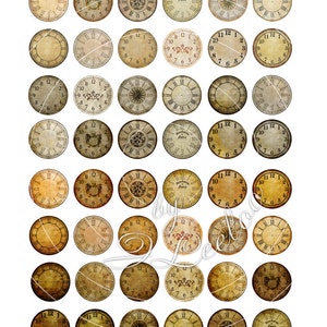 VINTAGE CLOCK 1 Inch Circle Clock Face Printable for Pendant Magnet and ...