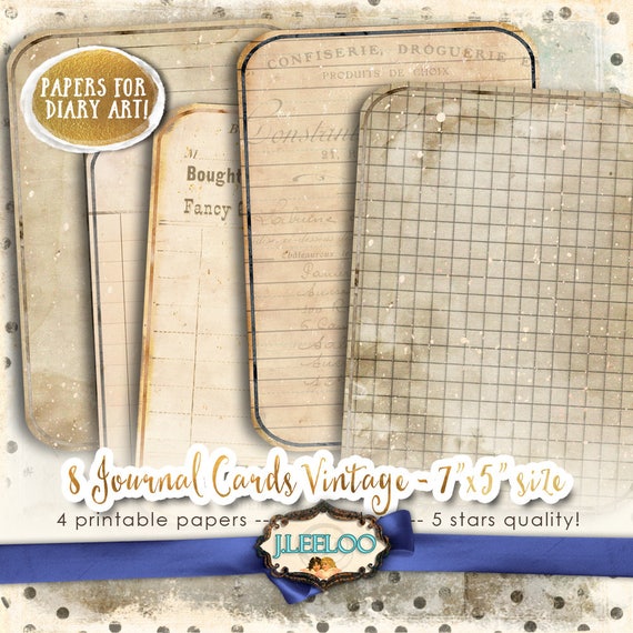 JOURNAL CARDS editable diary art vintage for scrapbook tattered crafting altered instant download Digital collage sheet printable pp412