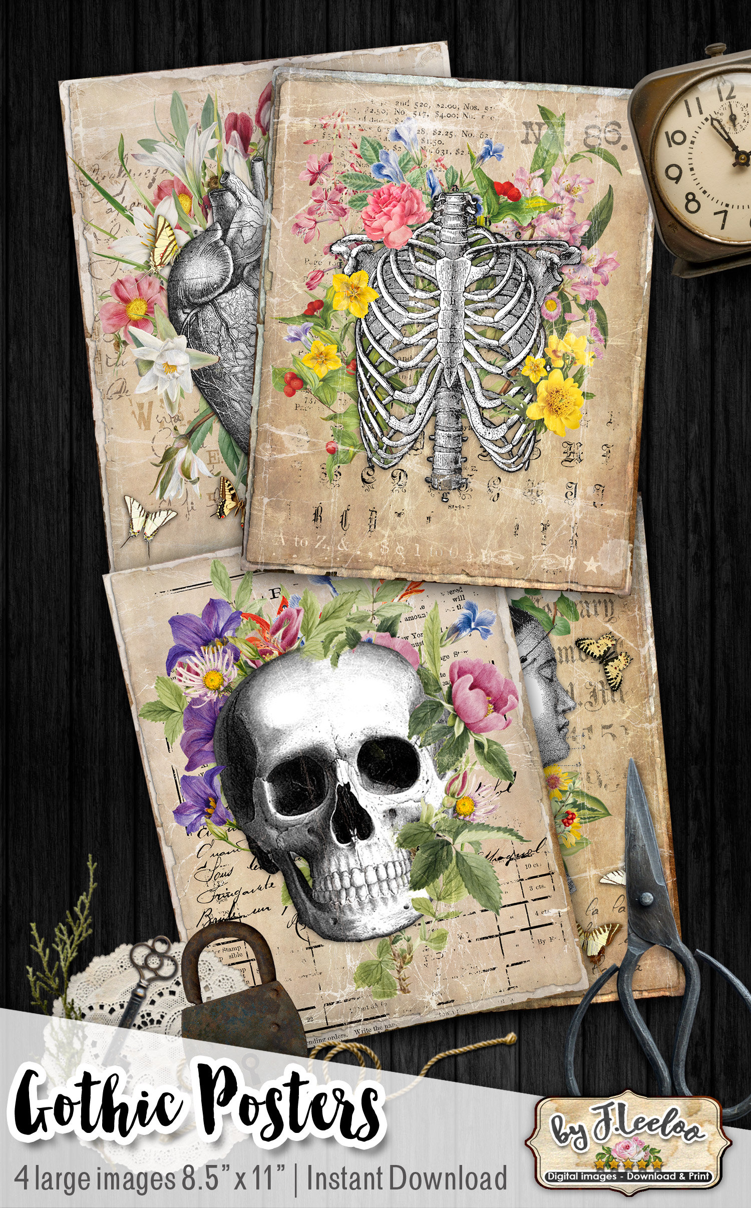 GOTHIC POSTERS 4 Large Poster Large Flowered Posters Romantic Etsy