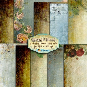 TERRA E SANGUE 10 grandi fogli di collage digitale carte grunge scrapbook download immediato articoli di carta stampabile pp232