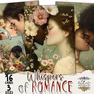 WHISPERS of ROMANCE 3 sizes | vintage Valentine card junk journal printable illustration | Lovers postcard | Card making Scrapbook  | pp916