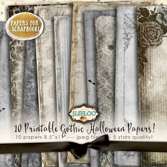 GOTHIC PAPERS large 8.5x11 inch Halloween shabby junk crafting journal background scrapbook instant download printable diary pp430
