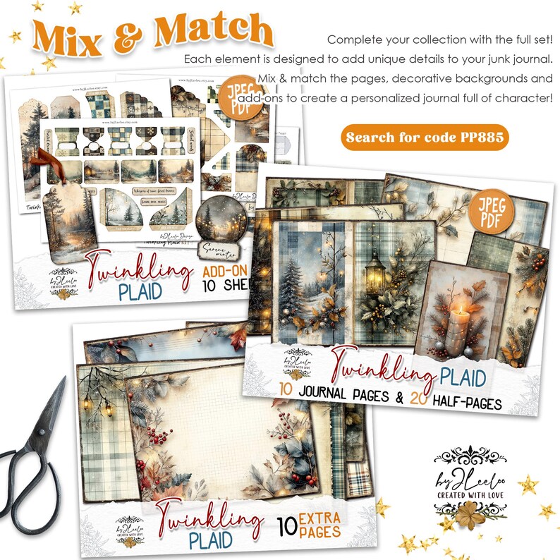 TWINKLING PLAID 10 Extra Pages Junk Journal Printable | Holidays Season ...