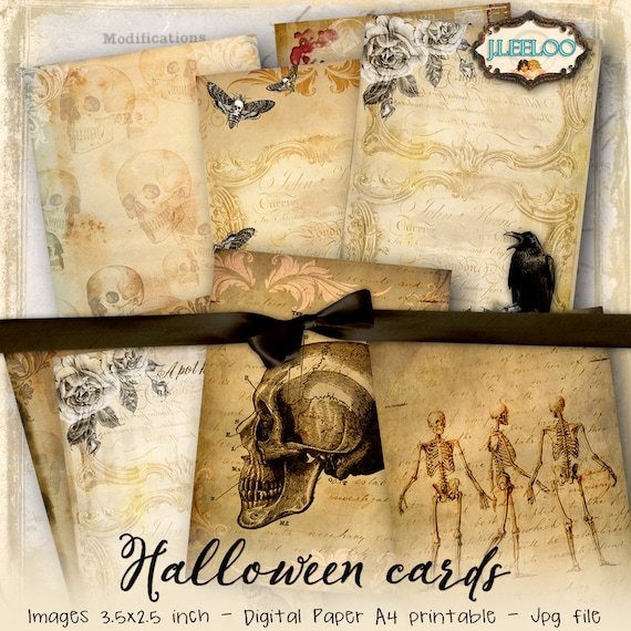HALLOWEEN CARD printable aceo size Digital collage paper goods jewelry holder gothic inviation party instant download background ac307