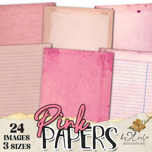PINK PAPERS – Blush Junk Journal Pages | Vintage Pink Printable Backgrounds | Shabby Aesthetic Scrapbooking Paper Pack & Crafting | pp948