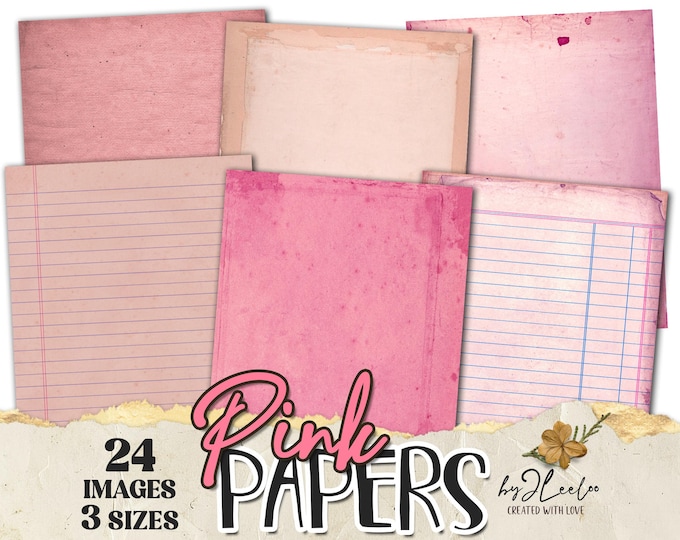 PINK PAPERS – Blush Junk Journal Pages | Vintage Pink Printable Backgrounds | Shabby Aesthetic Scrapbooking Paper Pack & Crafting | pp948