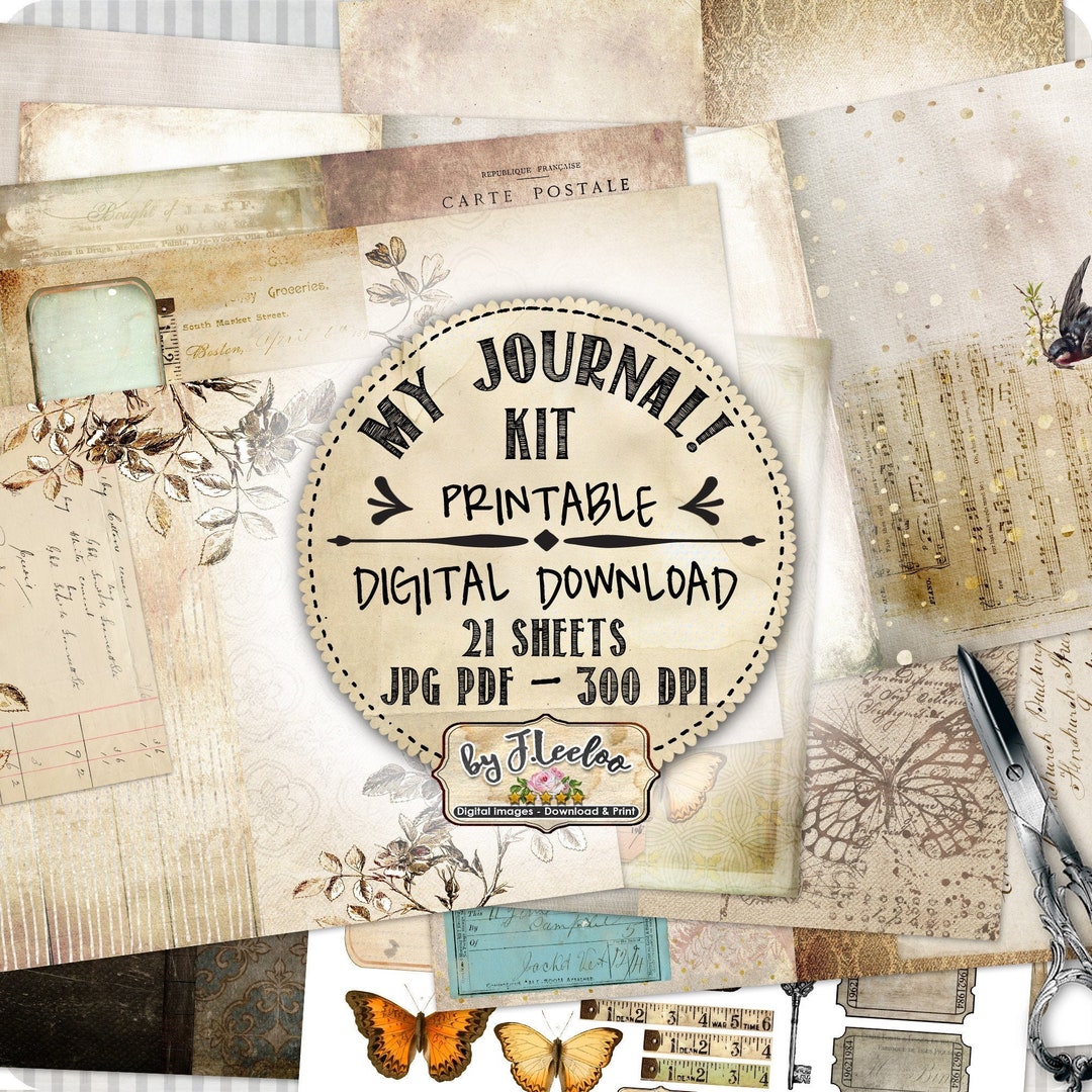 MY JOURNAL KIT Junk Diy Kit Shabby Chic Vintage Printable Diary Collage ...
