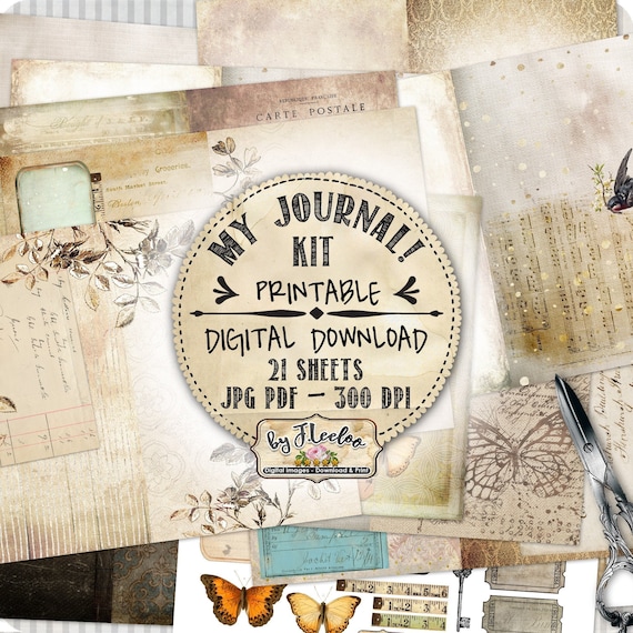 MY JOURNAL KIT junk diy Kit shabby chic vintage printable diary collage sheets pp482