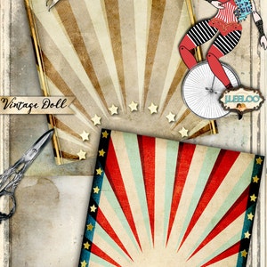 CIRCUS PAPER DOLL articulated printable altered art Digital collage sheet scrapbook mixed media collage instant download pp366 image 4