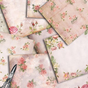 ROSE PINK PAPERS Printable Paper Pack 8.5 X 11 Inch Scrapbook Ephemera ...