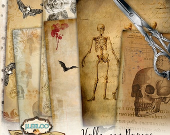 HALLOWEEN PAPERS large 8.5x11 inch papers gothic distressed scrapbook Digital collage sheet instant download printable diary pp429