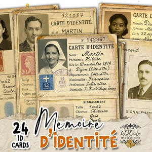 MÉMOIRE D'IDENTITÉ | Vintage französische Ausweiskarten Ephemera alte Dokumente für Junk Journals, Scrapbooking, Collage, Mixed Media | S.942