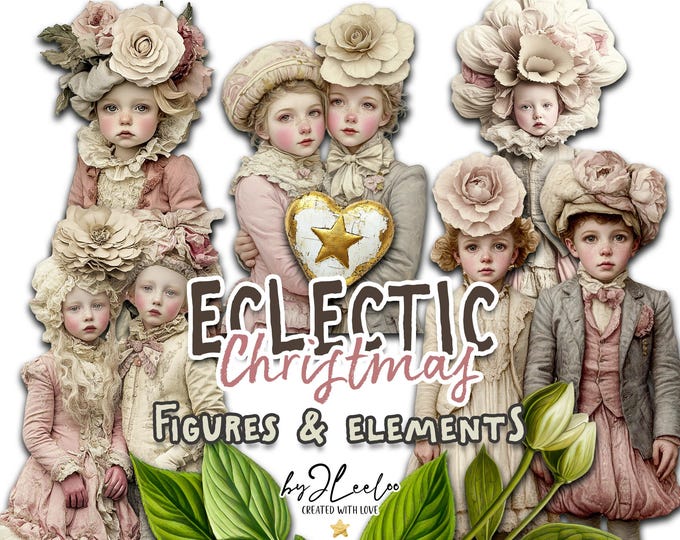 ECLECTIC CHRISTMAS Printable PNG & Jpeg | Holidays Clip Art | Whimsy Christmas Junk Journal Decor | Ephemera Fussy Cut Cricut Art | cl184