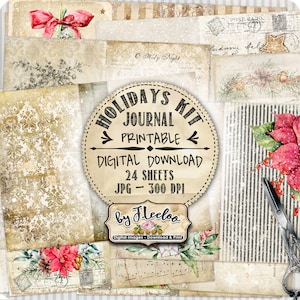ZESTAW ŚWIĄTECZNY dziennik diy Święta shabby chic vintage dziennik do druku dziennik kolaż arkusze pp508