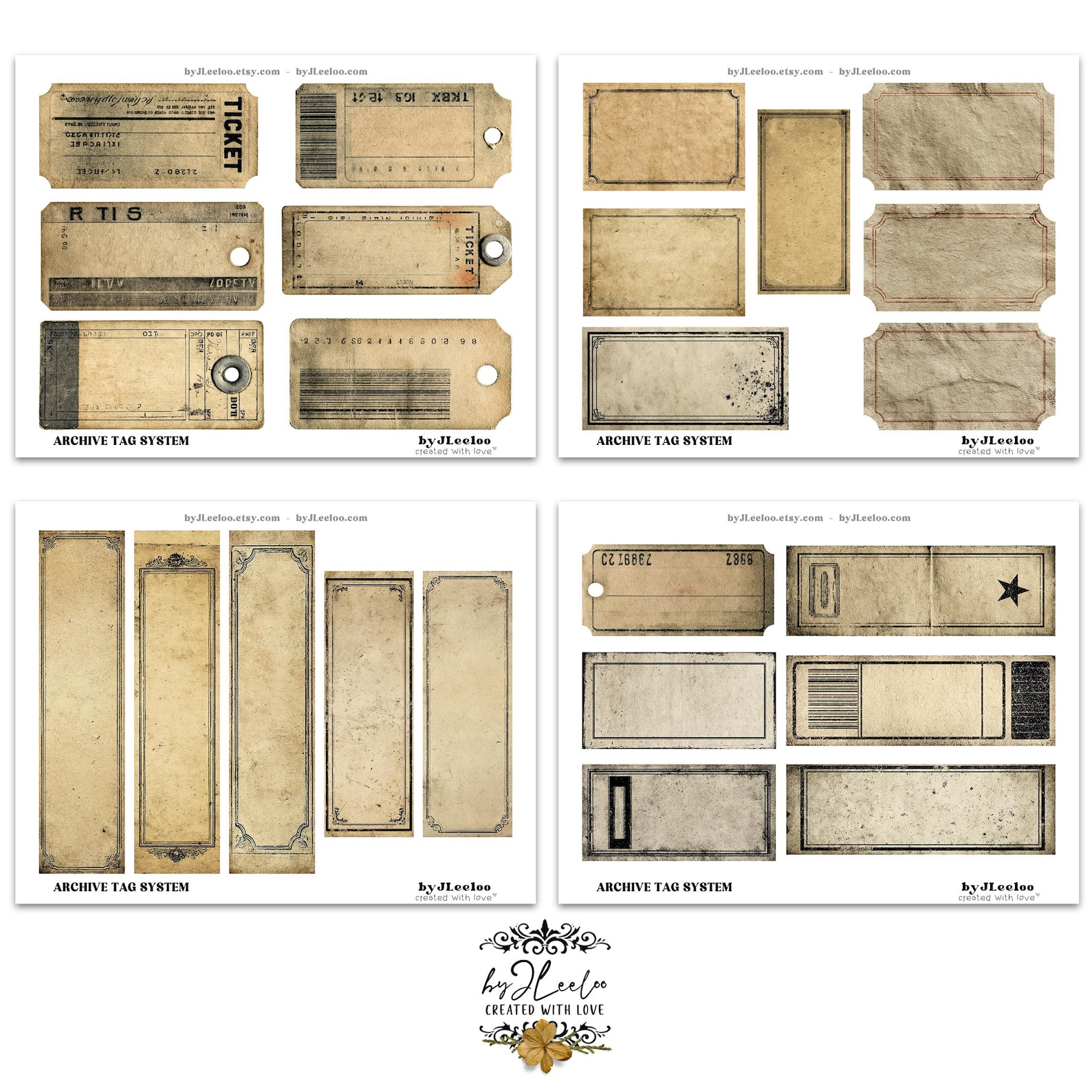 ARCHIVE Tag SYSTEM Vintage Ephemera Junk Journal | Scrapbooking ...