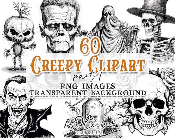 CREEPY CLIPART set 1 | vintage horror scrapbook junk journal paper craft art | printable DIY and antique gothic victorian ephemera | cl153
