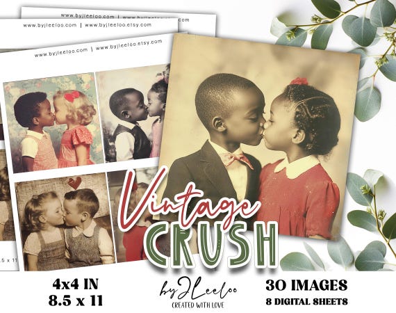 VINTAGE CRUSH 4x4 inch Valentine printable | Square for coaster decoration mirror magnet and craft instant download | Commercial Use | qu624