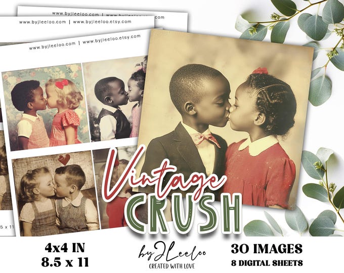 VINTAGE CRUSH 4x4 inch Valentine printable | Square for coaster decoration mirror magnet and craft instant download | Commercial Use | qu624