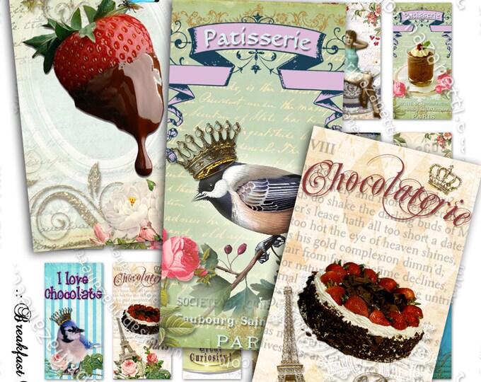 BREAKFAST WITH YOU domino printable 2x1 inch soldered pendant Digital collage crow bird royal instant download background vintage do108