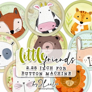 LITTLE FRIEND Kreis 5,5cm Buttonmaschine | Aquarell Handmalerei Clipart | Romantischer Anhänger Magnet Handwerk | bedruckbares Papier | tn668