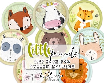 LITTLE FRIEND circle 2,25 inch button machine | watercolor hand painting clipart | romantic pendant magnet craft | printable paper | tn668