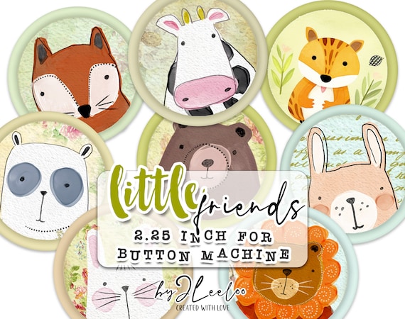 LITTLE FRIEND circle 2,25 inch button machine | watercolor hand painting clipart | romantic pendant magnet craft | printable paper | tn668