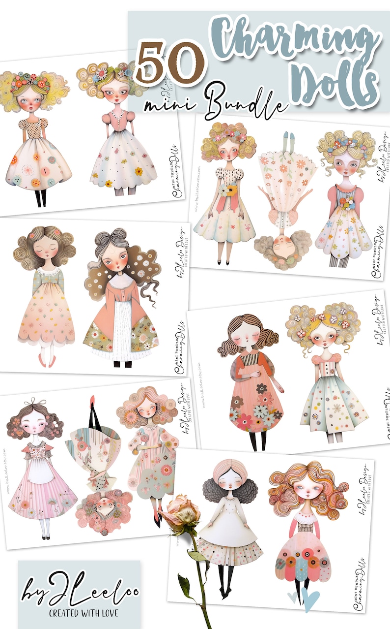 CHARMING DOLLS Paper Printable Kit Junk Journal Cut off | Dolls Bundle ...