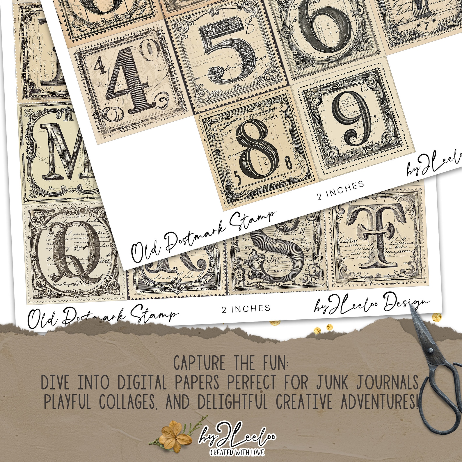 Postmark Old OLD POSTMARK STAMP Alphabet | 3 Sizes for Poster Paper Craft Junk ...
