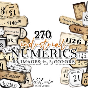 INDUSTRIAL NUMERICS label printable steampunk supplies | tags vintage ephemera junk journal | masculine images digital collage sheet | tl270