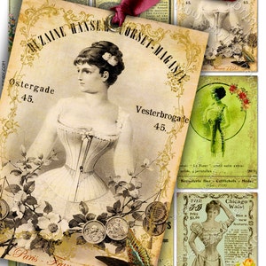 LA NOUVELLE MODE atc aceo tamanho espartilho papel colagem digital folha mercado francês cartaz porta joias etiquetas para pendurar scrapbook ac166