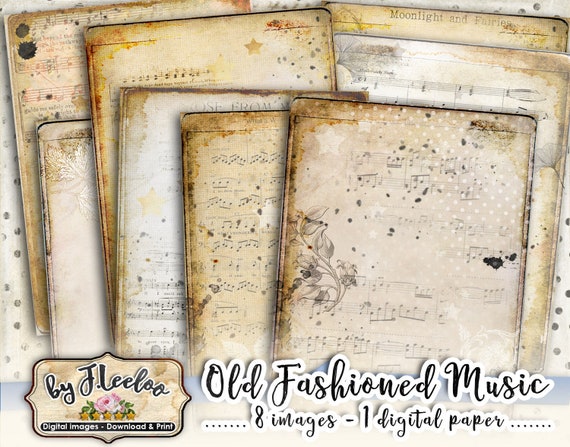 OLD FASHIONED MUSIC distressed atc aceo Digital collage sheet for invitation greeting card jewelry holder diary art scrapbook ac313