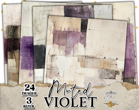 MUTED VIOLET vintage abstract collage papers, muted purple ephemera backgrounds for junk journal, scrapbooking & paper crafts CU | ppK17