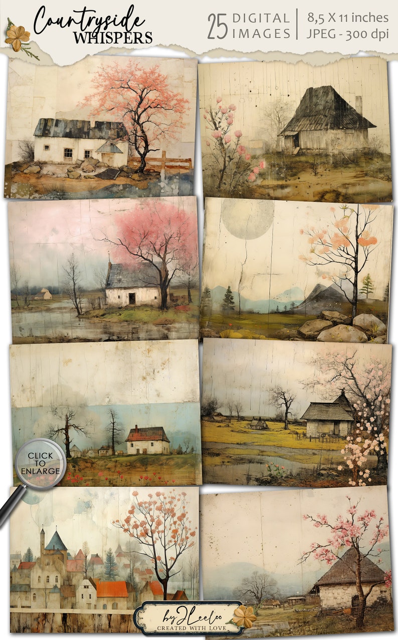COUNTRYSIDE WHISPERS Landscape Vintage Papers | Large Junk Journal ...