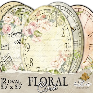 BLUMENUHR oval ohne Griffe | Einzel PNG Zeichnungen Journal Scrapbooking sofortiger Download druckbar | ov146