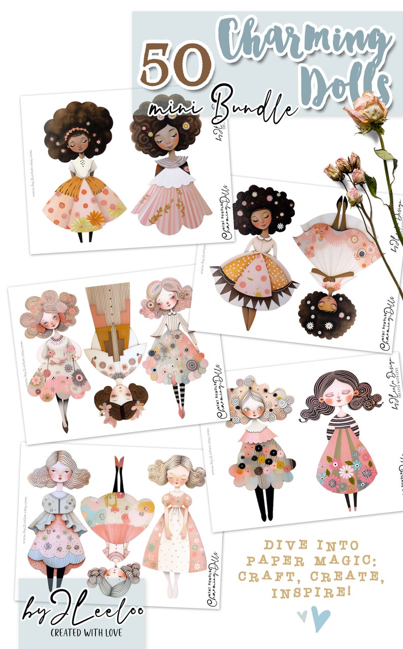 CHARMING DOLLS Paper Printable Kit Junk Journal Cut off | Dolls Bundle ...