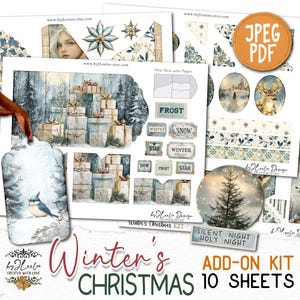 Kit de complementos de NATAL DE INVERNO Diário de lixo Páginas da floresta para impressão | Kit de férias Fada romântica álbum de recortes vintage Arte digital CU | pp875