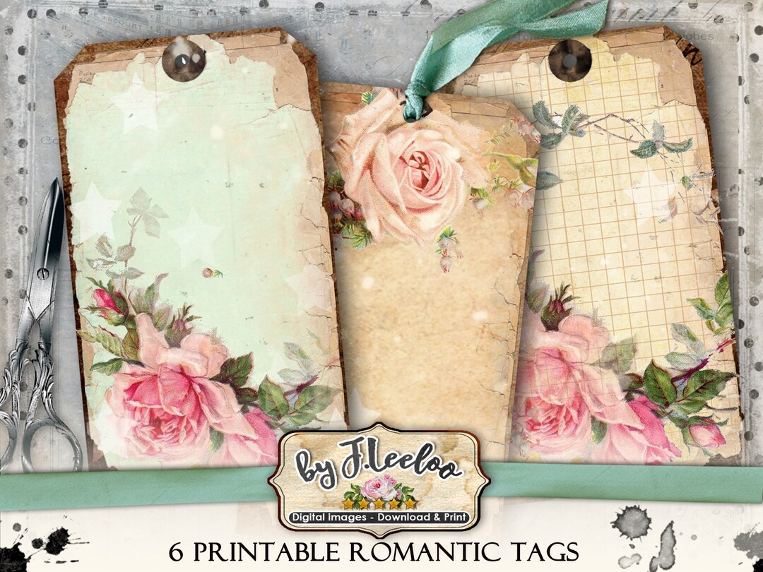 VINTAGE Tags Digital Shabby Chic Jewelry Holder Roses French Paper ...