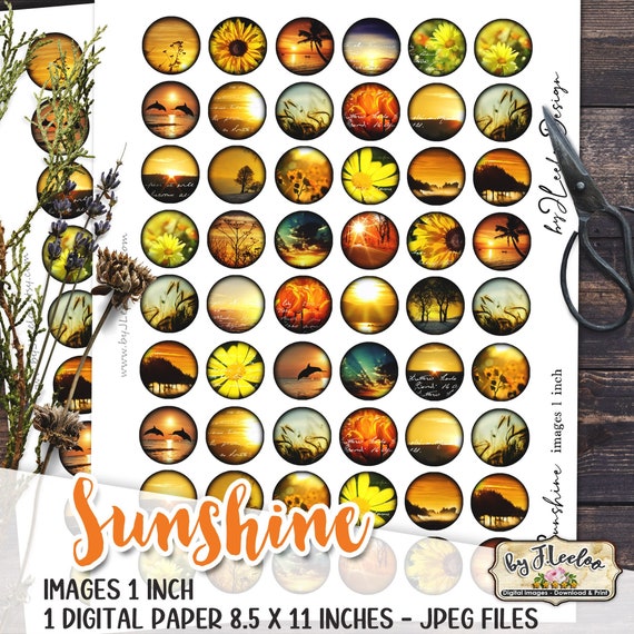 Digital printable SUNSHINE 1 inch circle | supplies printable digital images emotional pendant craft DIY paper | instant download | tn424