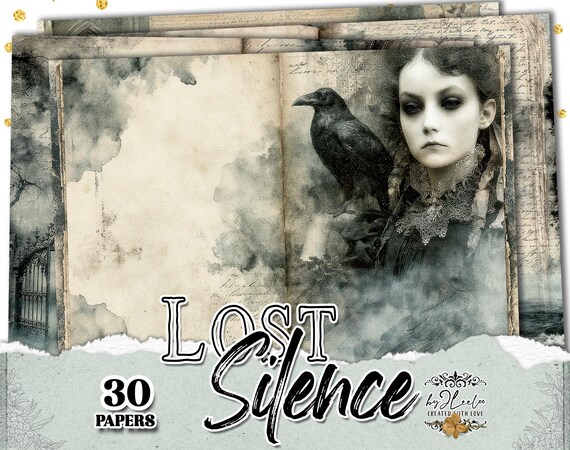 LOST SHADOWS – Gothic Junk Journal Printable Papers | Victorian Halloween Journal Pages, Dark Ephemera Scrapbook Backgrounds | ppK74