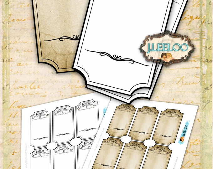 BLANK APOTHECARY editable printable tags label poison bottle jar labels instant download printable images digital collage sheet tl152