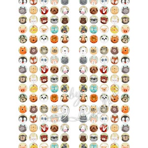 K&ouml;nnte beinhalten: Ein Set mit 72 runden, 12 mm gro&szlig;en Glascabochons mit verschiedenen Tierillustrationen. Die Tiere umfassen einen Panda, einen Fuchs, eine Katze, ein Reh, einen L&ouml;wen, ein Zebra, einen Pinguin, einen B&auml;ren, ein Kaninchen, eine Kuh, ein Schwein und eine Eule. Die Cabochons sind perfekt f&uuml;r Bastelprojekte wie Schmuck, Haarklammern und Schl&uuml;sselanh&auml;nger.