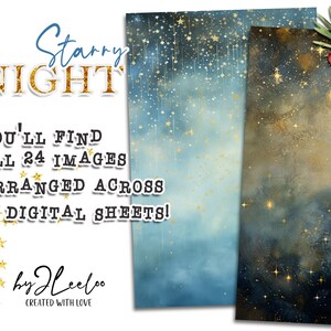 STARRY NIGHT Half Pages Christmas Printable | Junk Journal Mixed Media ...