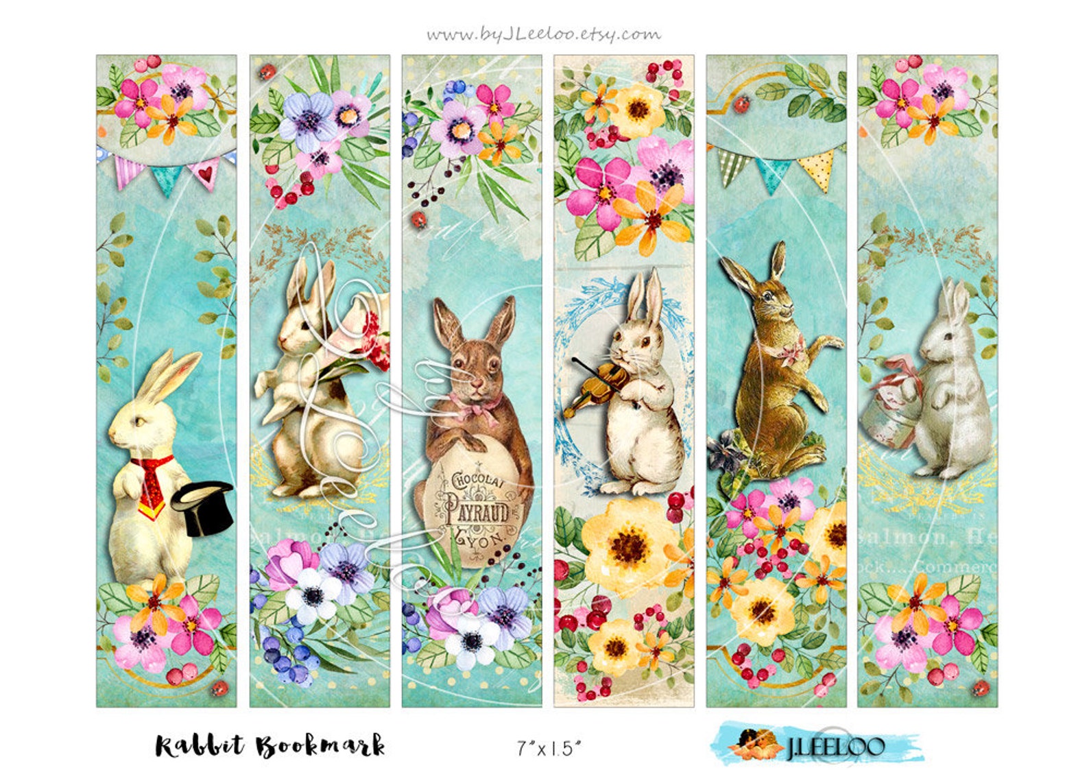 easter-bookmark-printable-rabbit-vintage-images-instant-etsy