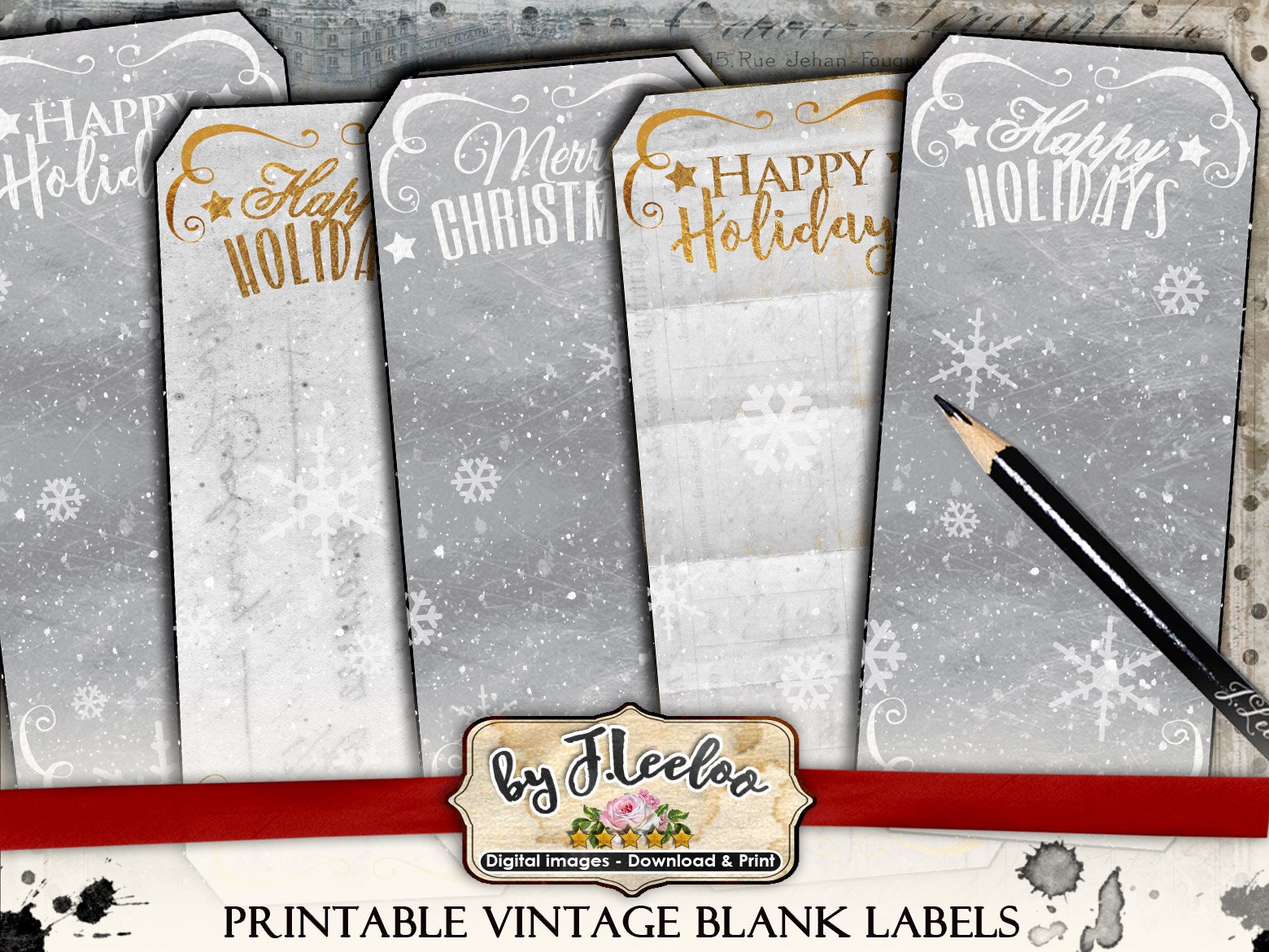 HAPPY HOLIDAYS Gif Cards Tags Labels Writable Printable - Etsy