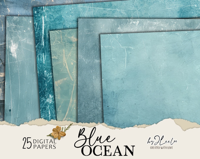 BLUE OCEAN vintage papers | nature tone texture Old Backdrops | Fine Art Textures Photo Overlays Grunge Textures - Digital Texture | pp752