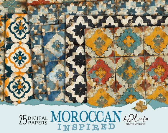 MOROCCAN INSPIRED vintage papers | Ethnic texture Old Backdrops | Art Textured Photo Overlays Grunge Card Making Digital background | pp778
