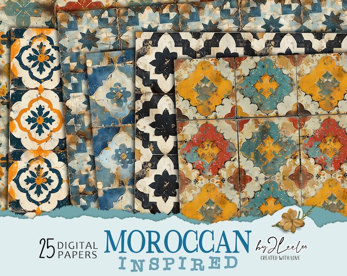 MOROCCAN INSPIRED vintage papers | Ethnic texture Old Backdrops | Art Textured Photo Overlays Grunge Card Making Digital background | pp778