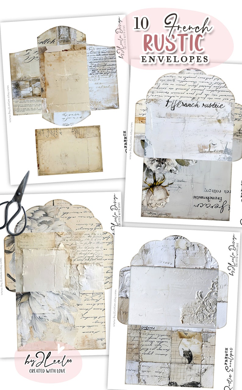 FRENCH RUSTIC ENVELOPES Vintage Shabby Postcard | Junk Journal ...