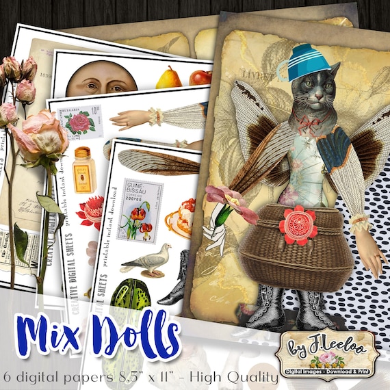 MIX DOLLS digital printable collage sheets for junk journal scrapbook cardmaking gluebooks instant download ephemera pack  pp539